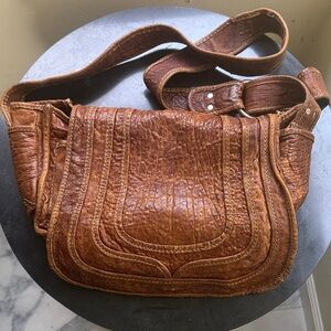 Vintage Y2K RUEHL NO. 925 (by A&F) OVERSIZE MESSENGER COGNAC LEATHER BAG